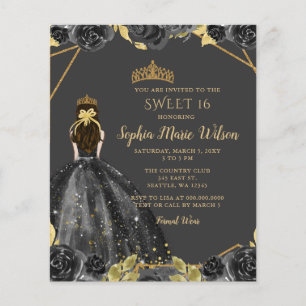 Orçamento Black Dourado Floral Princess SWEET 16