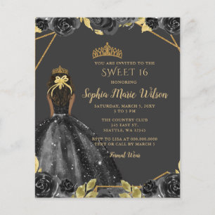 Orçamento Black Dourado Floral Princess SWEET 16