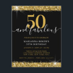 Orçamento Black Dourado Sparkle 50º Convite de Ani<br><div class="desc">Orçamento Preto e Dourado Borda Brilhante "50 e Fabulosa" 50º Convite de aniversário que você pode personalizar com qualquer texto e qualquer idade apresenta uma aparência ousada e clássica com a sobreposição de fontes de script de escrita manual de tendências e bordas de poeira brilhante com sotaques de brilho. O...</div>