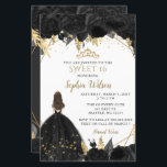 Orçamento Black Princess Dourado SWEET 16 Convite<br><div class="desc">Orçamento Elegante Black Dourado Floral Princess SWEET 16 Convite</div>