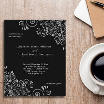 Orçamento Black Silver Swirls Convite De Casamento