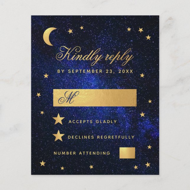 Orçamento Blue Faux Estrelas Douradas Celestiais C (Frente)