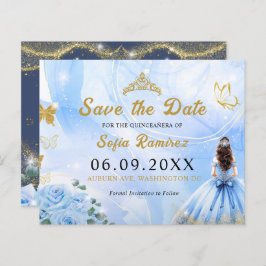 Orçamento Blue Princesa Quinceañera Salvar Data