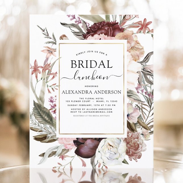 Orçamento Boho Burgundy Chá de panela Luncheon (Criador carregado)