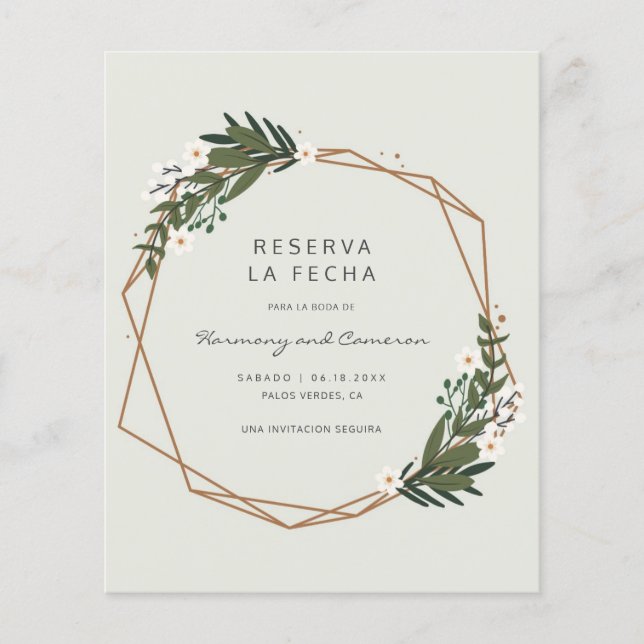 Orçamento Boho Casamento Espanhol Save the Date (Frente)