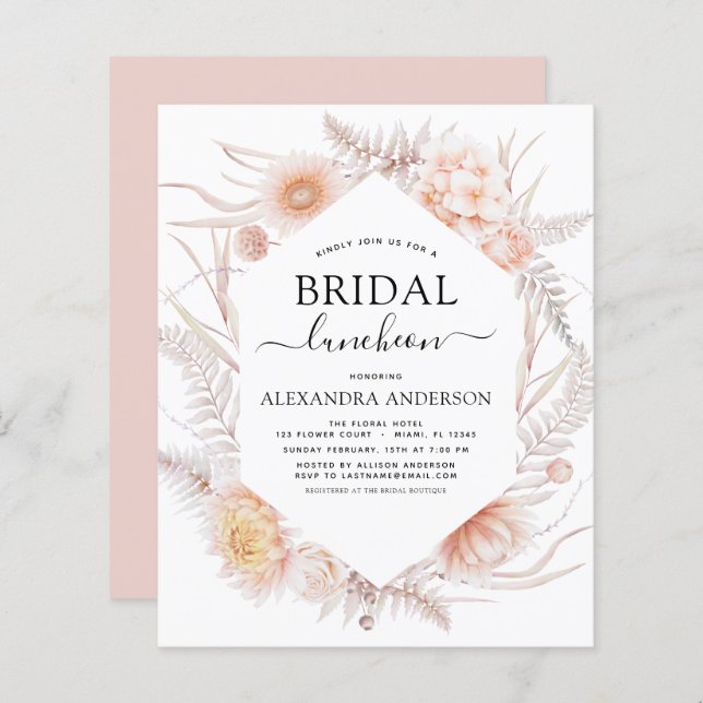 Orçamento Boho Chic Bridal Luncheon Dusty Deserto  (Frente/Verso)