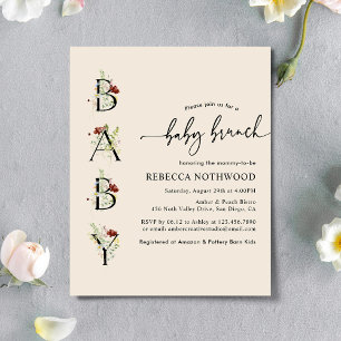Orçamento Boho Chic Wildflower Baby Brunch Convite