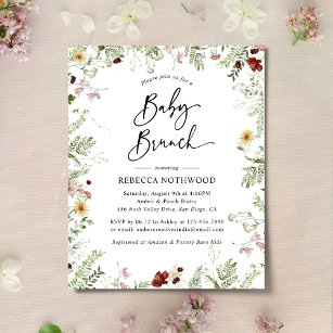 Orçamento Boho Chic Wildflower Baby Brunch Convite