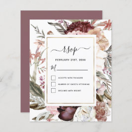 Orçamento Boho Dusty Pink Burgundy Casamento RSVP