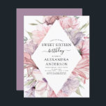 Orçamento Boho Dusty Purple Sweet 16 Aniversário F<br><div class="desc">Budget Boho Dusty Pink e Purple Floral Botanical Greenery Primavera ou Summer Sweet Sessenta Convites de Celebração de Festas de aniversário - inclui uma bela e elegante tipografia de escrita com flores botânicas modernas e verde para a Festa de aniversário Sweet 16 especial.</div>