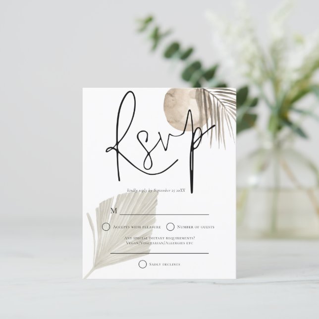 Orçamento Boho Pampas Grass Fã Casamento RSVP (Em pé/Frente)