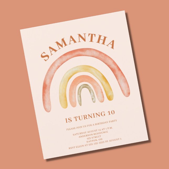 Orçamento Boho Retro Rainbow 10º Convite de Aniver (Criador carregado)
