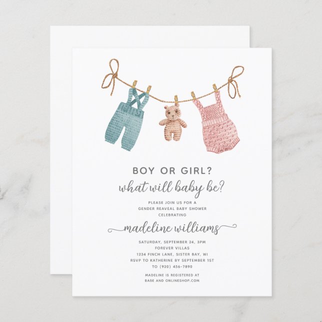 ORÇAMENTO BOHO Roupas para bebês Gênero Chá de rev (Frente/Verso)