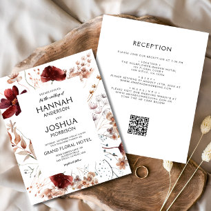 Orçamento Boho Wildflower Código QR Convite para C