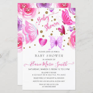 Orçamento Borboletas Roxas Convite para Chá de fra