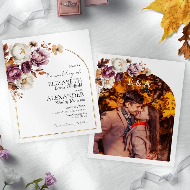 Orçamento Borgonha Floral | Convite para casamento (Criador carregado)