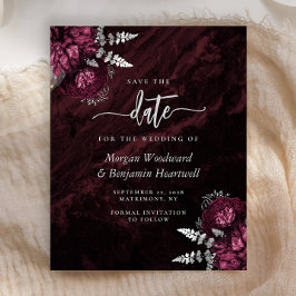 Orçamento Borgonha Floral Prata Save the Date