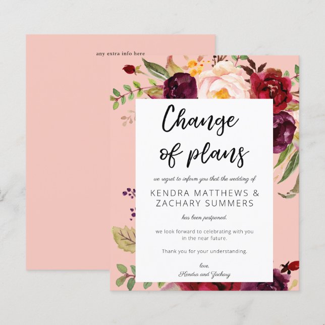 Orçamento Borgonha Marsala Floral PNK Alteração de (Frente/Verso)