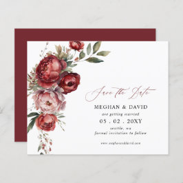 Orçamento Burgundy Blush Floral Save the Date