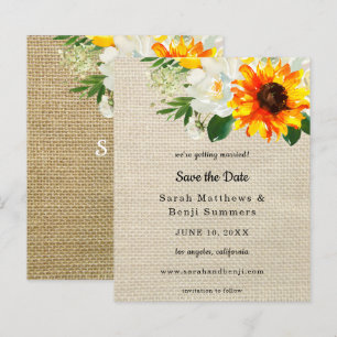 Orçamento Burlap Sunflower & Whi Floral Salvar Da