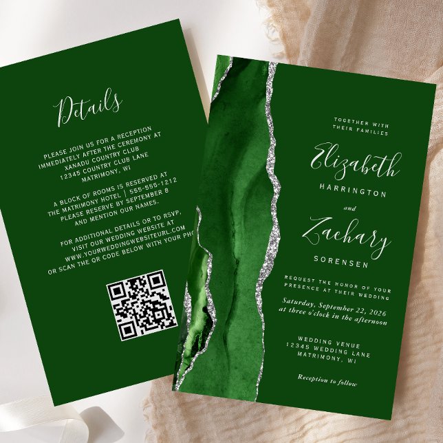 Orçamento Caçador Verde Prata Código QR Casamento (Criador carregado)
