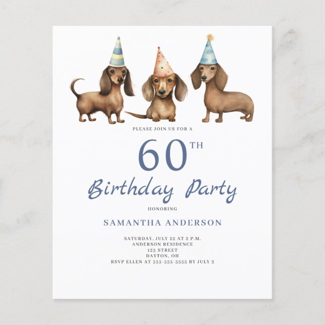 Orçamento Cão 60 - Convite de Aniversário (Frente)