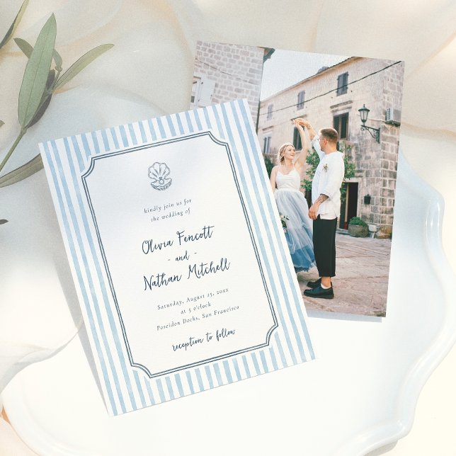 Orçamento Caprichoso Listras Azuis Casamento Retro (Criador carregado)