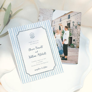Orçamento Caprichoso Listras Azuis Retrô Casamento