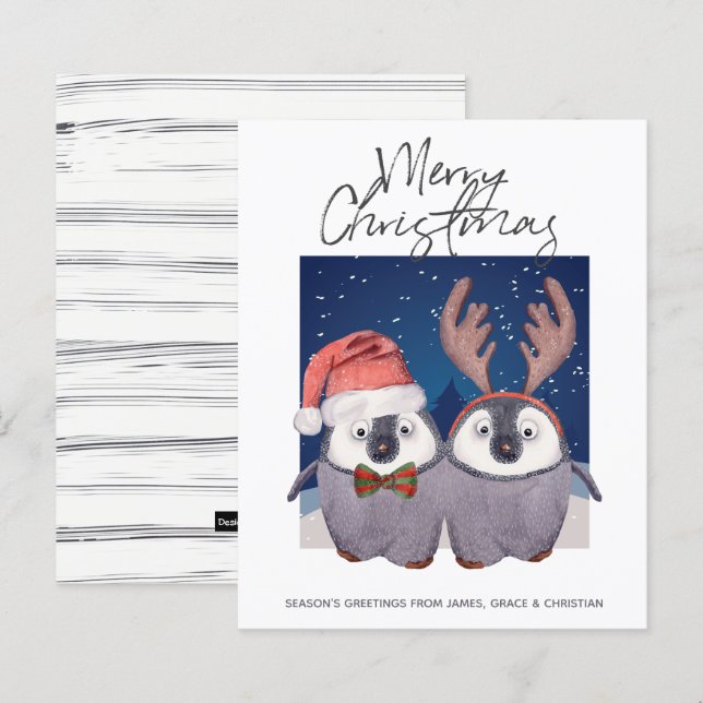 ORÇAMENTO Casal de Pinguim de Natal Rena do Papai  (Frente/Verso)