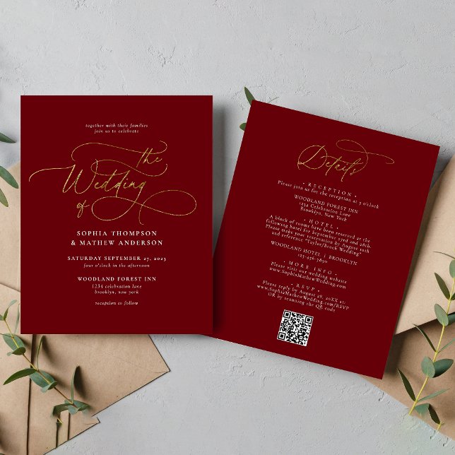 ORÇAMENTO Casamento Burgundy Gold QR Code Tudo em  (Criador carregado)