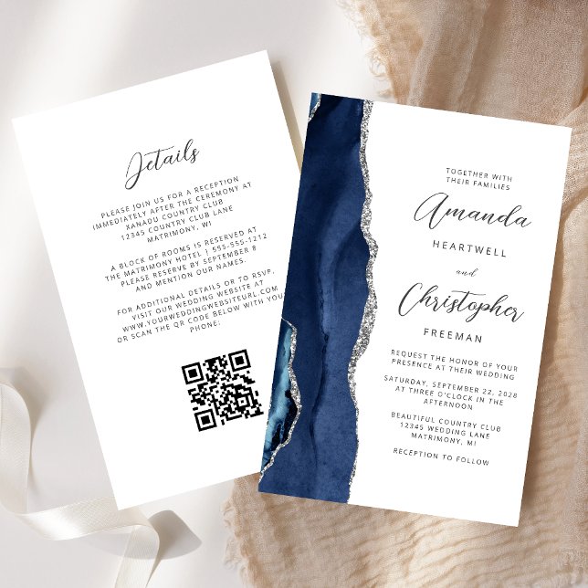 Orçamento Casamento Código QR Ágata Azul Marinho P (Criador carregado)
