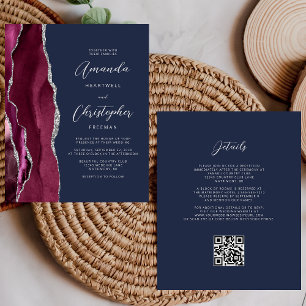 Orçamento Casamento Código QR Burgundy Prata Ágata