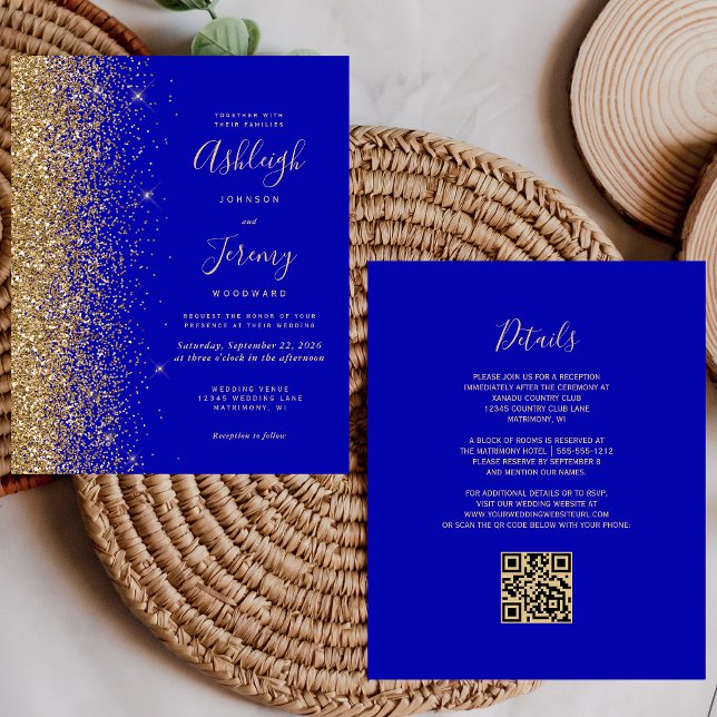 Orçamento Casamento Código QR Glitter Azul Real Do (Criador carregado)