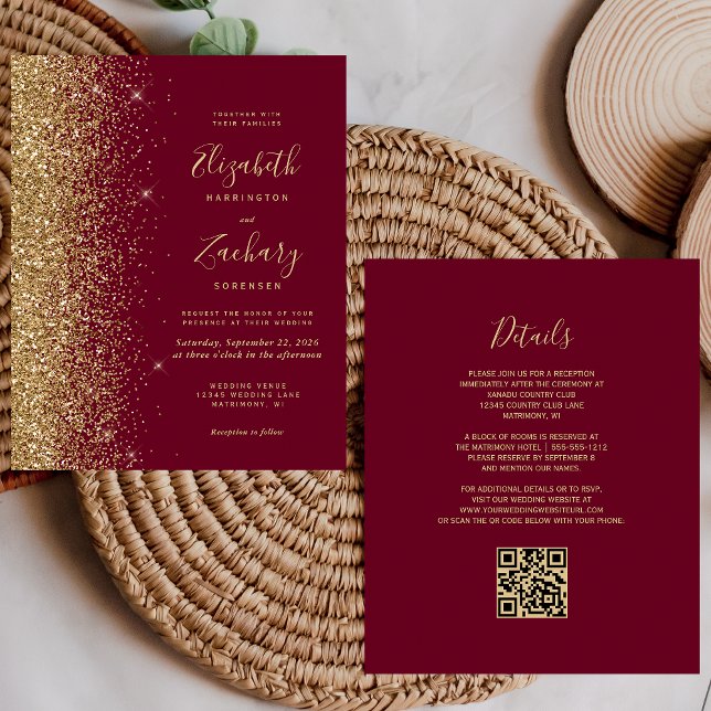 Orçamento Casamento Código QR Glitter Dourado Borg (Criador carregado)