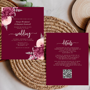 Orçamento Casamento Floral Código QR Burgundy Blus