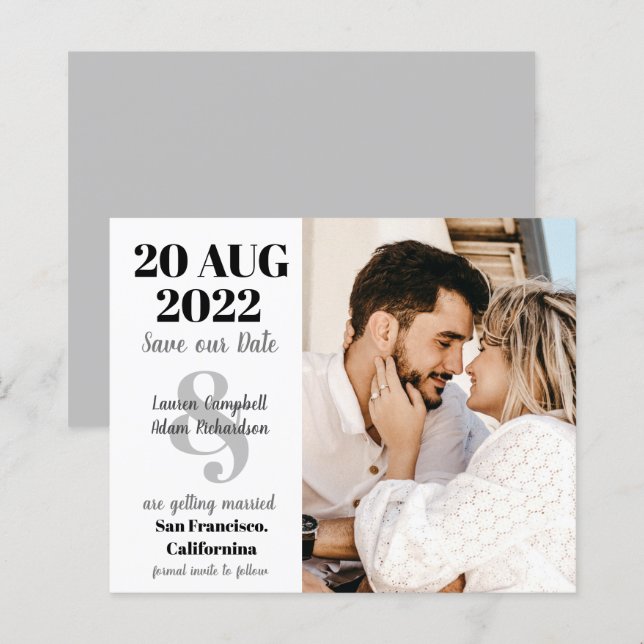 Orçamento Casamento Foto Save the Date Moderno (Frente/Verso)