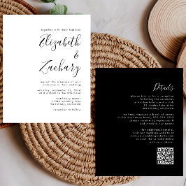 Orçamento Casamento Moderno Código QR Preto e Bran