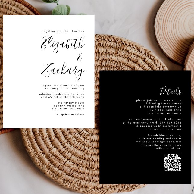 Orçamento Casamento Moderno Código QR Preto e Bran (Criador carregado)