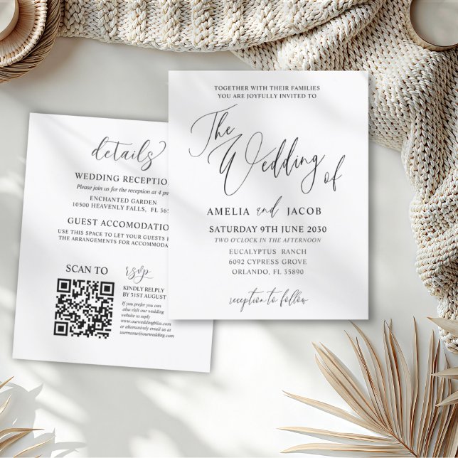 Orçamento Casamento QR Code Caligrafia Preto e Bra (Criador carregado)