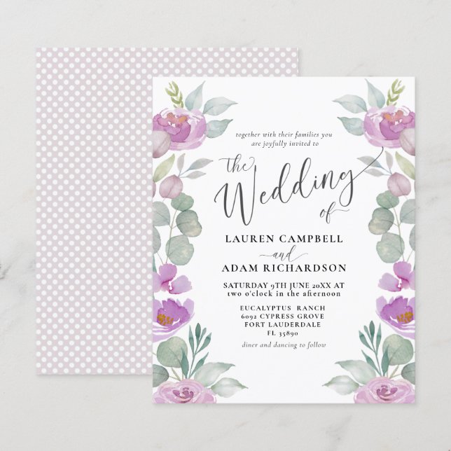 Orçamento Casamento Rosa Eucalipto Aquarela (Frente/Verso)