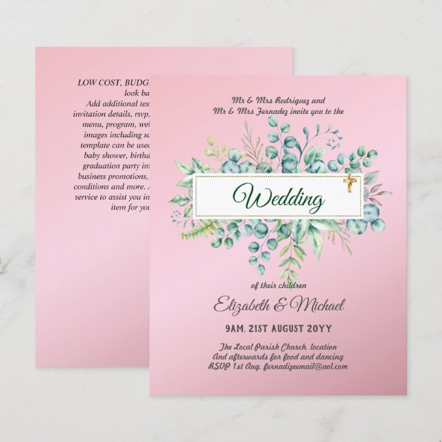 Orçamento Católico para a CASAMENTO Cristão Verde (Frente/Verso)