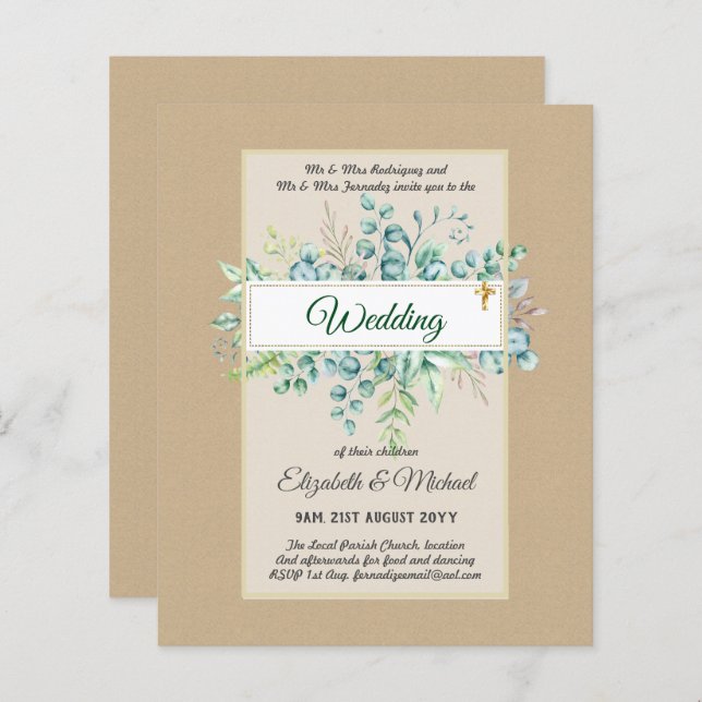 Orçamento Católico para a CASAMENTO Cristão Verde (Frente/Verso)