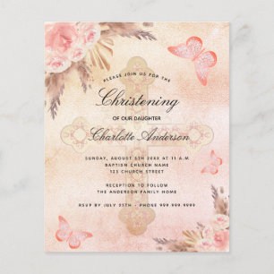 Orçamento Christening blush borboleta pampas