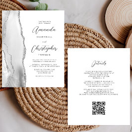 Orçamento Cinza Branco Prata Ágata Código QR Casam