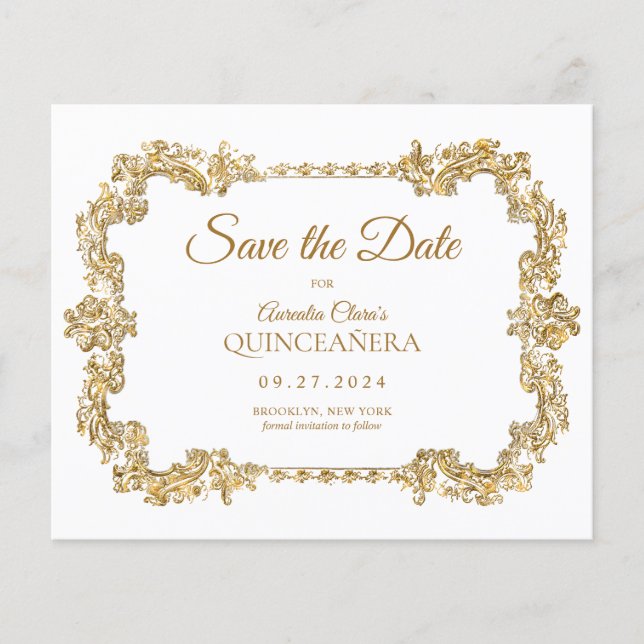 Orçamento Clássico Moldura de Ouro Branco Quincean (Frente)