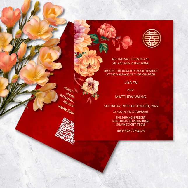 ORÇAMENTO | Código QR | Casamento de Peony Chinês (Criador carregado)