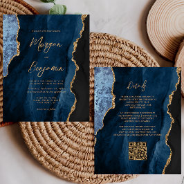 Orçamento Código QR de Casamento em Azul Naval Ága