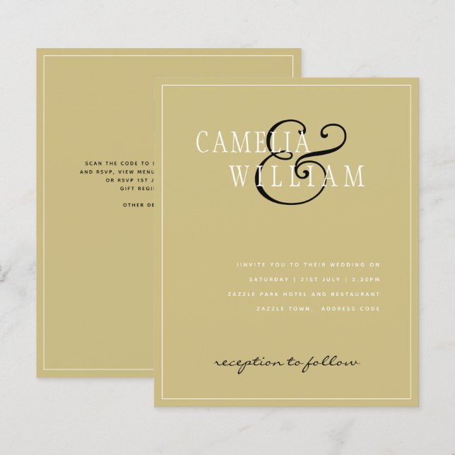 ORÇAMENTO Convite de Casamento Clássico Preto Dour (Frente/Verso)