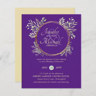 ORÇAMENTO Convite de casamento Dourado Roxo Verde