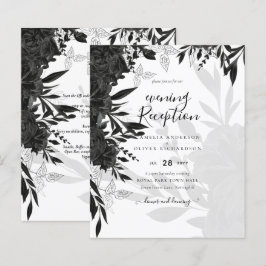 ORÇAMENTO Convite de Casamento Elegante Rosas Pret